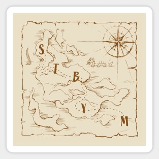 Sea Monsters Pirate Map Magnet